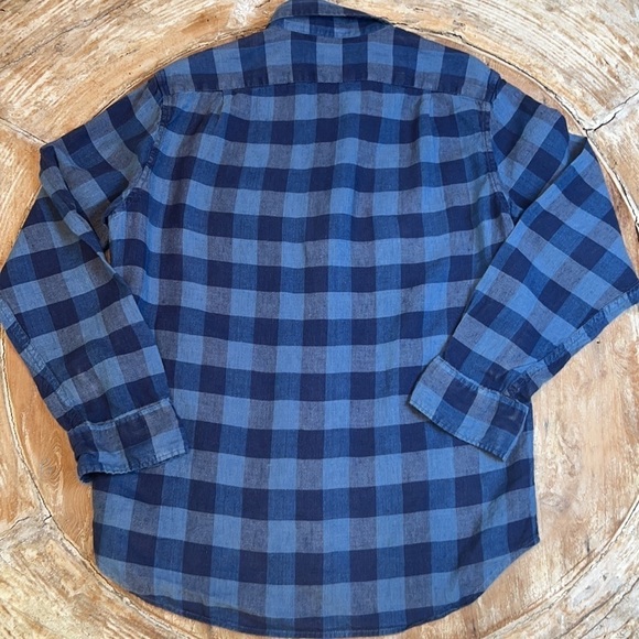 J CREW Men’s Linen Blend Button Down in Blue Plaid, Size M, Slim Fit - Picture 2 of 9